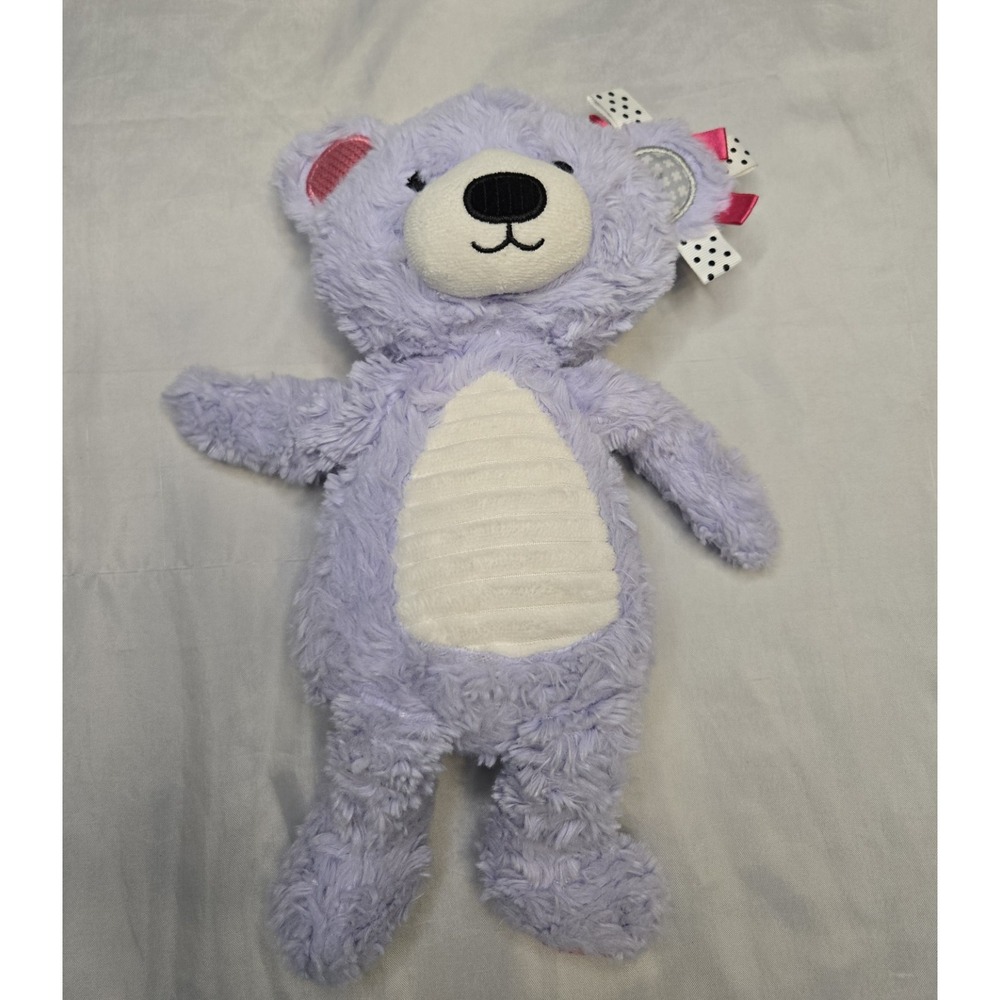 Make Believe Ideas Purple Bear Plush Satin Tag Stuffed Animal Crinkle Ear Rattle